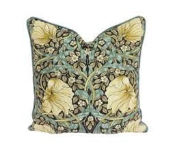 William Morris - Pimpernel Bullrush/Slate Stunning Contrast Piped Cushion Cover Designer Pillow Throw Home Decor