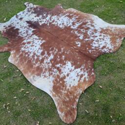 Speckled Brown Cowhide Rug, & White Genuine Cow Skin Brindle Hide Rug For Upholstery, Custom Area Home Decor - thumbnail 2