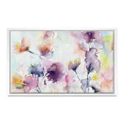 Floral Watercolor Canvas Print, Purple Pink Flower Wall Art - thumbnail 4