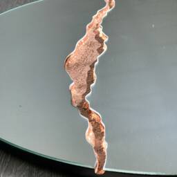 Fracture??? Handcrafted Round Mirror With Copper Detail - Modern Frameless Design - thumbnail 4