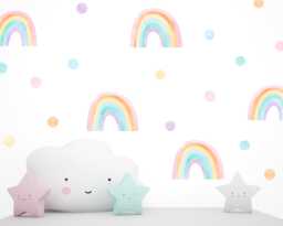 Hand Drawn Watercolour Rainbow & Polka Dot Wall Stickers, Nursery Decor, Playroom Art