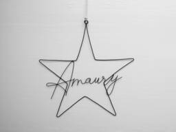 Wire First Name, Customizable Baby Name Decoration, Children's Bedroom Wall Door Plaque, Birth Gift - thumbnail 1