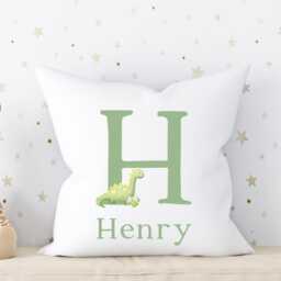 Personalised Green Dinosaur Cushion, Dino Bedroom Decor, Cushion Cover, Accessories, Boy Name - thumbnail 4