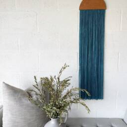 Wall Hanging, Fiber Art, Mid Century Modern Art, Tapestry, Wall Art, Home Decor, Yarn Hanging, Woven Tapestry, Casita, Macrame, Half Moon Panel - thumbnail 2