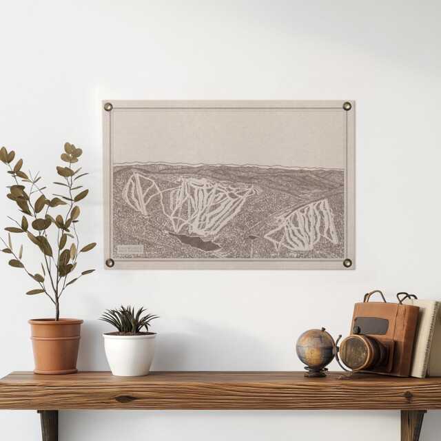 Snowshoe West Virginia Mountain Map Felt Poster Banner - Vintage Ski Snowboard Mountain Wall Art Gift. Flag Pennant Home Decor. Usa Handmade - image 1