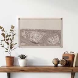 Snowshoe West Virginia Mountain Map Felt Poster Banner - Vintage Ski Snowboard Mountain Wall Art Gift. Flag Pennant Home Decor. Usa Handmade - thumbnail 1