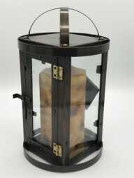 Copper Candle Holder Lantern With Bronze Patina, 10-Inch - thumbnail 1