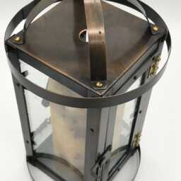 Copper Candle Holder Lantern With Bronze Patina, 10-Inch - thumbnail 3