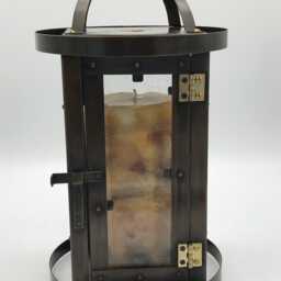 Copper Candle Holder Lantern With Bronze Patina, 10-Inch - thumbnail 2