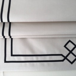 Cream Linen Roman Shade With Double Black Ribbon, Custom Window Treatment - thumbnail 3
