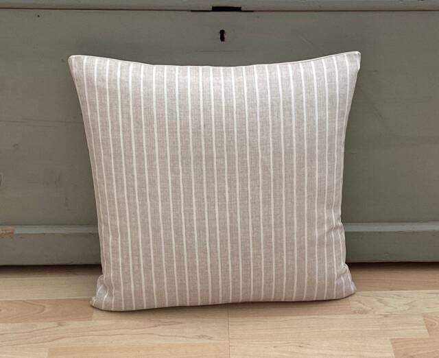 Linen Stripe Throw Pillow Cover Country Home Cushion Sham - image 1