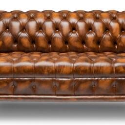 Chesterfield Belmont Real Leather Buttoned Seat Two/Three Seater Sofa Antique Tan - thumbnail 2