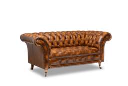 Chesterfield Belmont Real Leather Buttoned Seat Two/Three Seater Sofa Antique Tan