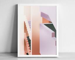 Muralla Roja Pink Abstract Art Print - Postmodern Architecture Wall Graphic Illustration Poster Ricardo Bofill - thumbnail 1