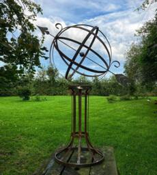 Large Garden Rusty Metal Armillary Style Steel Sculpture Ornament