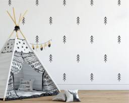 Nordic Tree Pattern Wall Decals, Woodland Stickers, Scandinavian Style Design - thumbnail 1