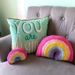 Crochet Rainbow Toy Stuffie - Bright Punky Pink Little Stuffy - thumbnail 3