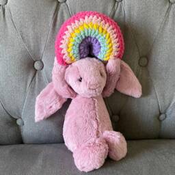 Crochet Rainbow Toy Stuffie - Bright Punky Pink Little Stuffy - thumbnail 2