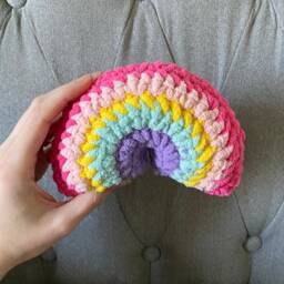Crochet Rainbow Toy Stuffie - Bright Punky Pink Little Stuffy - thumbnail 1