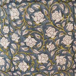 Hand Block Print Linen Pillow Cover Antique Floral Design - thumbnail 2