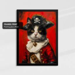 Cat Pirate Outfit Framed Poster Print & Canvas Wall Decor Art Oil Painting Bedroom Home Living Room Funny Animal Lover Gift - thumbnail 2