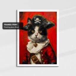 Cat Pirate Outfit Framed Poster Print & Canvas Wall Decor Art Oil Painting Bedroom Home Living Room Funny Animal Lover Gift - thumbnail 3