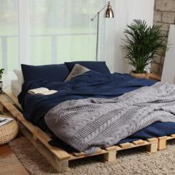 Navy Blue Softened Linen Duvet Cover Set, Duvet Cover With 2 Pillowcases, Full Size, Queen King Size - thumbnail 2