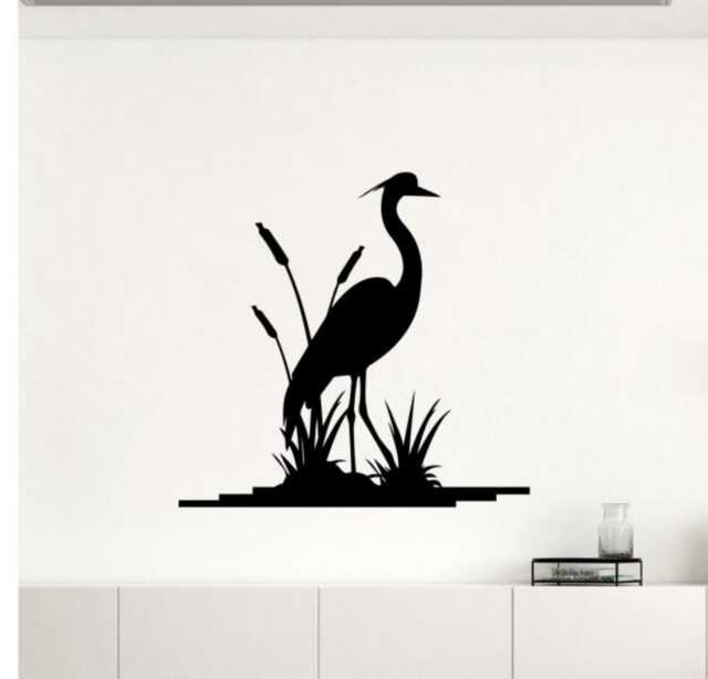 Heron Wall Decal Bird Vinyl Sticker Lake Backwater Interior Home Decor Murals - 1Bir4P - image 1