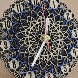 Mandala Wooden Wall & Desk Clock, Personalized Silent Rustic Finish Home Office Decor, Custom Engraved Gift For Her Wife - thumbnail 3