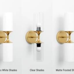 Modern Double Light - Cylindrical Glass Shades Mid Century Wall Sconce Raw Brass Bathroom Vanity Ul Listed [Richmond] - thumbnail 2