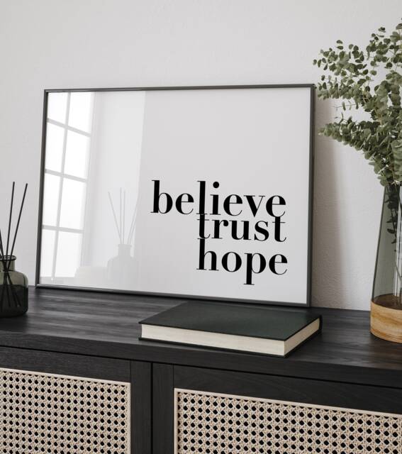 Believe Trust Hope - Christian Art Print - Scripture Bella - Gifts - Prints - Inspirational - Faith - image 1