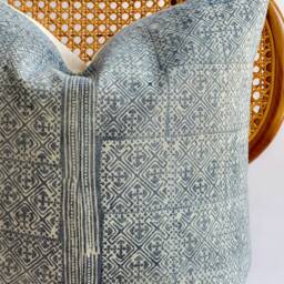 Indigo Neutral Tribal Hemp Hand Woven Natural Dye Color Lumbar Pillow Cover - thumbnail 2