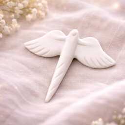Handmade Angel Of Light Sculpture Marble, Quartz, Selenite Healing Tool - thumbnail 2