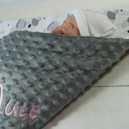 Two-Layer Baby Blanket With Name - Cotton 75 X 100 cm Gray Teddy Bear Filling - 900107 - thumbnail 2