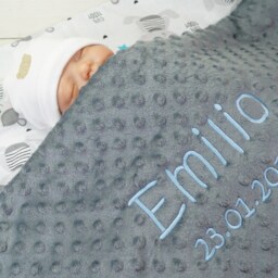 Two-Layer Baby Blanket With Name - Cotton 75 X 100 cm Gray Teddy Bear Filling - 900107 - thumbnail 3