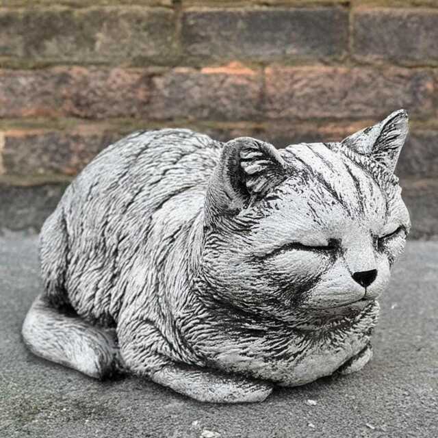 Concrete Sleeping Cat Statue Outdoor Kitty Sculpture Garden Pet Decoration Handcrafted Memorial Ornament Cement Kitten Art Lover Gift - image 1