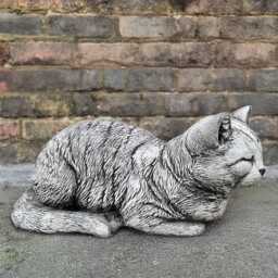 Concrete Sleeping Cat Statue Outdoor Kitty Sculpture Garden Pet Decoration Handcrafted Memorial Ornament Cement Kitten Art Lover Gift - thumbnail 2