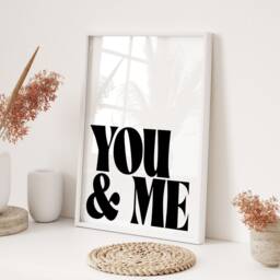 Love You Me Typography Wall Art Print Bedroom Decor Anniversary Gift Wedding Present Romantic Home Decoration Black & White Minimalist - thumbnail 3