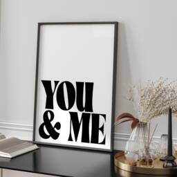 Love You Me Typography Wall Art Print Bedroom Decor Anniversary Gift Wedding Present Romantic Home Decoration Black & White Minimalist - thumbnail 2