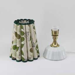 Handmade Leaf Pattern Lamp Ceramic Base, Fabric Shade - thumbnail 2