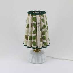 Handmade Leaf Pattern Lamp Ceramic Base, Fabric Shade - thumbnail 3