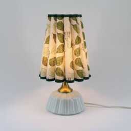 Handmade Leaf Pattern Lamp Ceramic Base, Fabric Shade