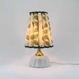 Handmade Leaf Pattern Lamp Ceramic Base, Fabric Shade - thumbnail 4