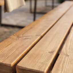 Rustic Slatted Outdoor Picnic Table With Fixed Benches - thumbnail 2