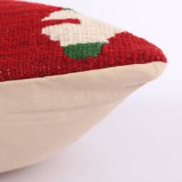 Vintage Turkish Kilim Pillow Cover Handwoven Wool Cushion - 16x16 - thumbnail 4