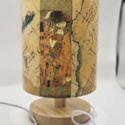 Usb Klimt The Kiss & Map Table Lamp Design Decoupage Home Decor Bedside Night Light Gift - thumbnail 4