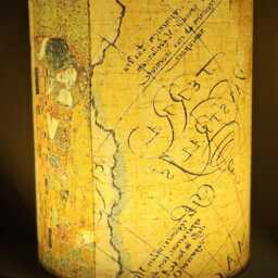 Usb Klimt The Kiss & Map Table Lamp Design Decoupage Home Decor Bedside Night Light Gift - thumbnail 2