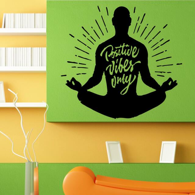 Positive Vibes Only Lotus Yoga Pose Om Meditation Wall Sticker Vinyl Mural Decal Home House Art Decor Free Shipping L162 - image 1