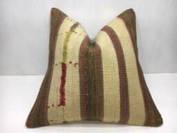 Vintage Turkish Kilim Pillow Cover, Handwoven Accent 20x20 - thumbnail 1