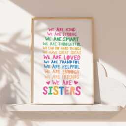 Set Of 3, Girls Bedroom Decor, Rainbow Prints, Colourful, Affirmation Nursery Playroom Wall Art, Big Sis Lil - thumbnail 3